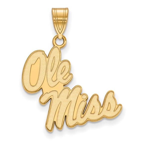 14k Yellow Gold U. of Mississippi Large 'Ole Miss' Pendant